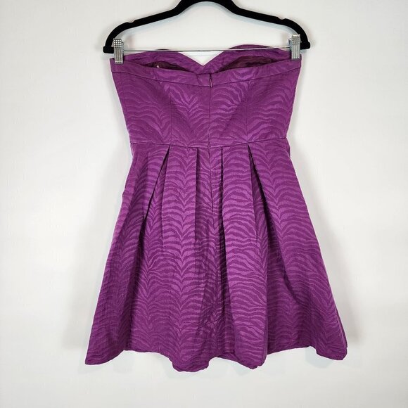 Rebecca Taylor Strapless Silk Blend Zebra Print Dress Mini Dress w/ Pockets Prom - Picture 5 of 15